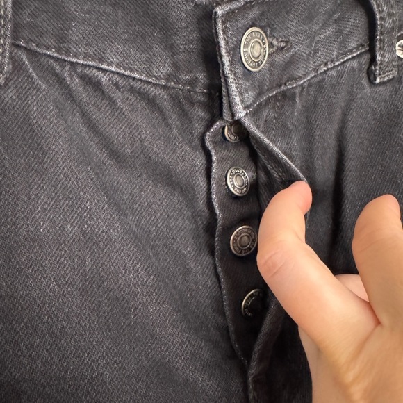 Free People Distressed Black Jeans Size 26– Y2K Grunge Ripped Straight Leg Denim - Picture 5 of 6